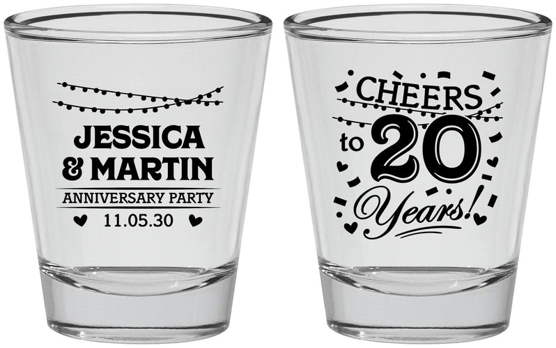 Personalized Anniversary Shot Glasses - Cheers To 20 Years | 80011