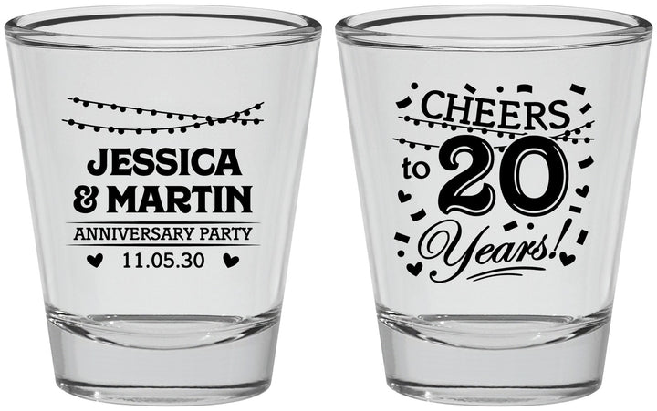 Personalized Anniversary Shot Glasses - Cheers To 20 Years | 80011