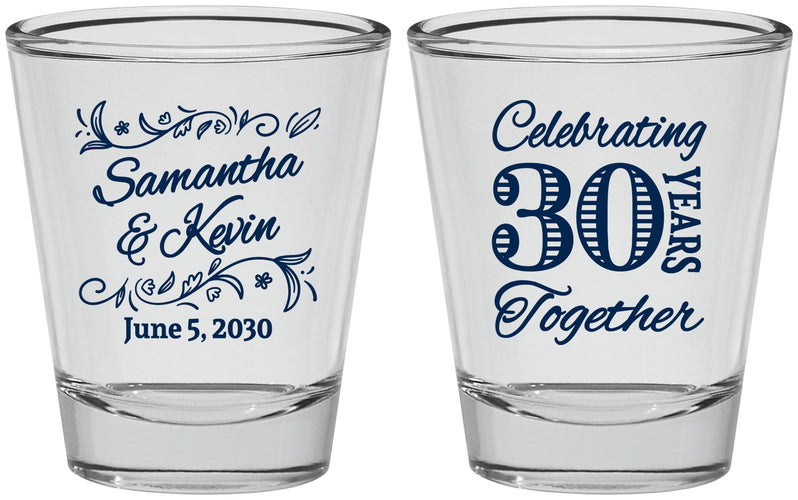 Personalized Anniversary Shot Glasses - 30 Years Together | 80013