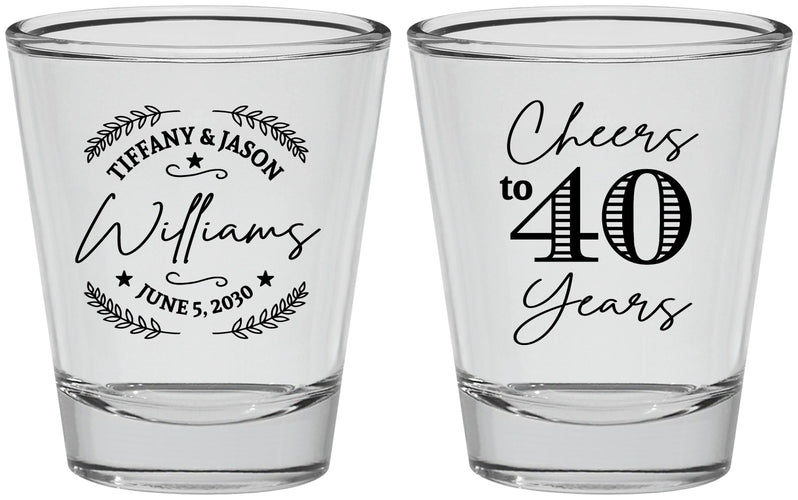 Personalized Anniversary Shot Glasses - Cheers To 40 Years | 80015