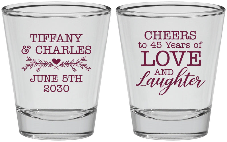 Personalized Anniversary Shot Glasses - Cheers To 45 Years | 80016