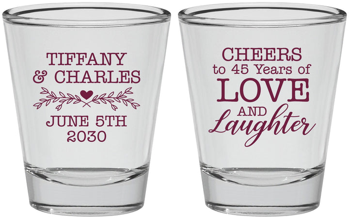 Personalized Anniversary Shot Glasses - Cheers To 45 Years | 80016