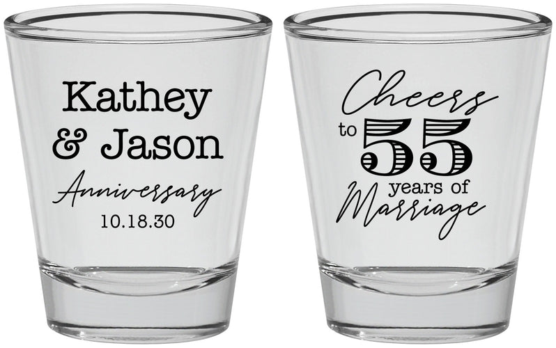 Personalized Anniversary Shot Glasses - Cheers To 55 Years | 80018