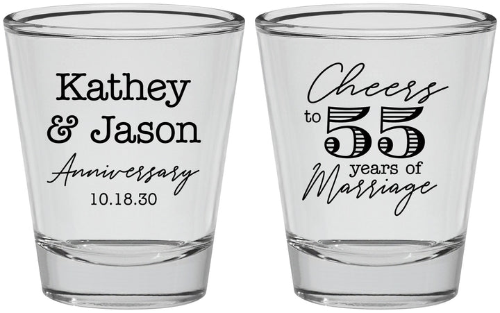 Personalized Anniversary Shot Glasses - Cheers To 55 Years | 80018