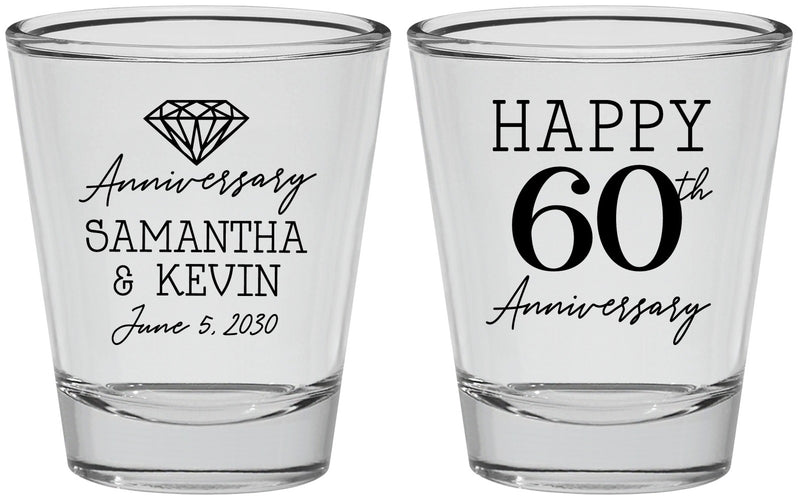Personalized Anniversary Shot Glasses - 60th Wedding | 80019