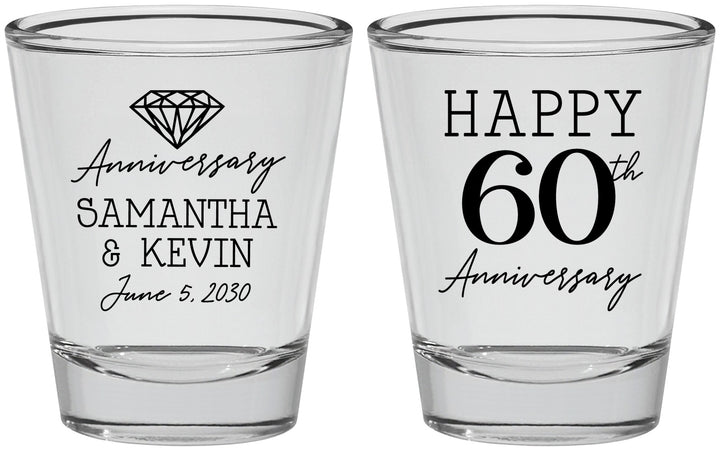 Personalized Anniversary Shot Glasses - 60th Wedding | 80019