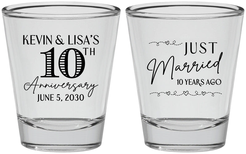 Personalized Anniversary Shot Glasses - 10 Years Down | 80020