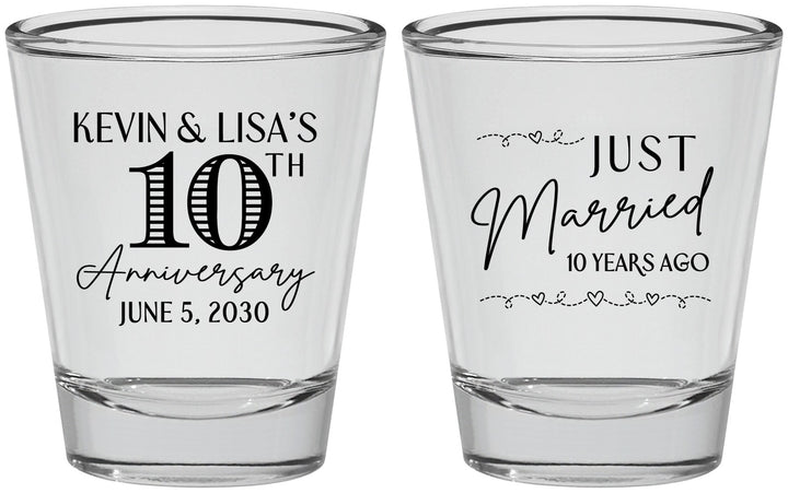 Personalized Anniversary Shot Glasses - 10 Years Down | 80020