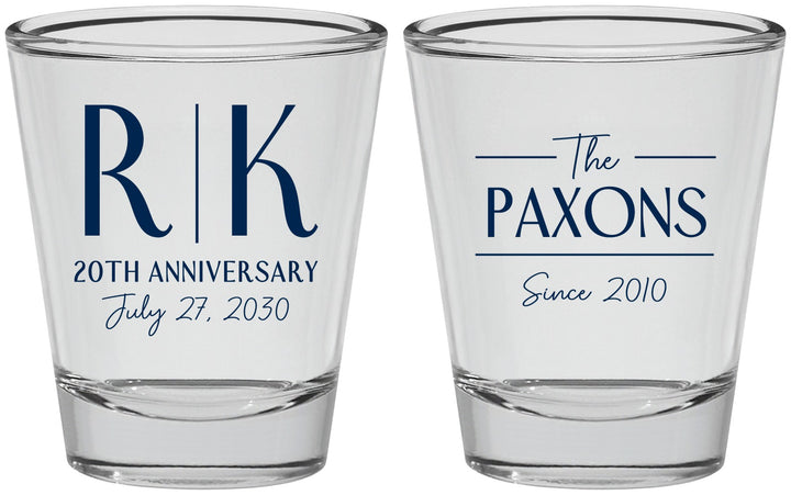 Personalized Anniversary Shot Glasses - 20th Wedding | 80021
