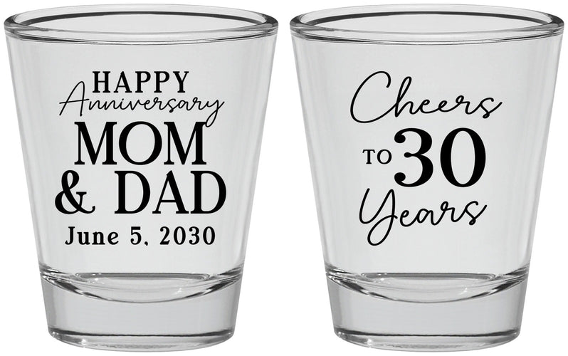 Personalized Anniversary Shot Glasses - Cheers To 30 Years | 80023