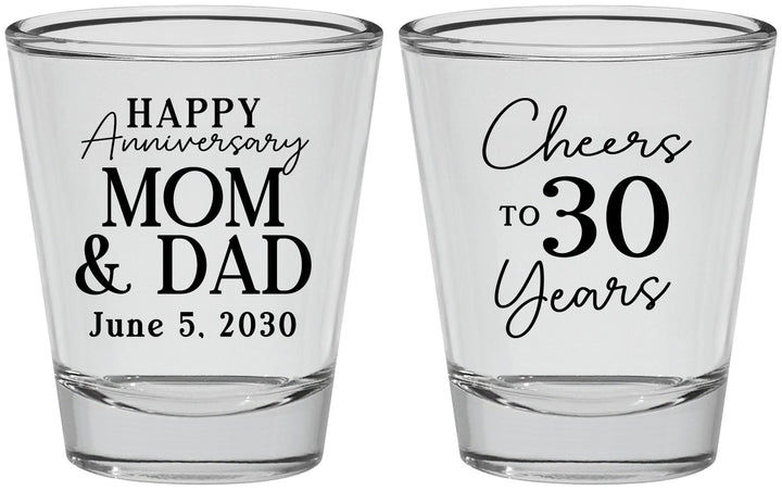 Personalized Anniversary Shot Glasses - Cheers To 30 Years | 80023