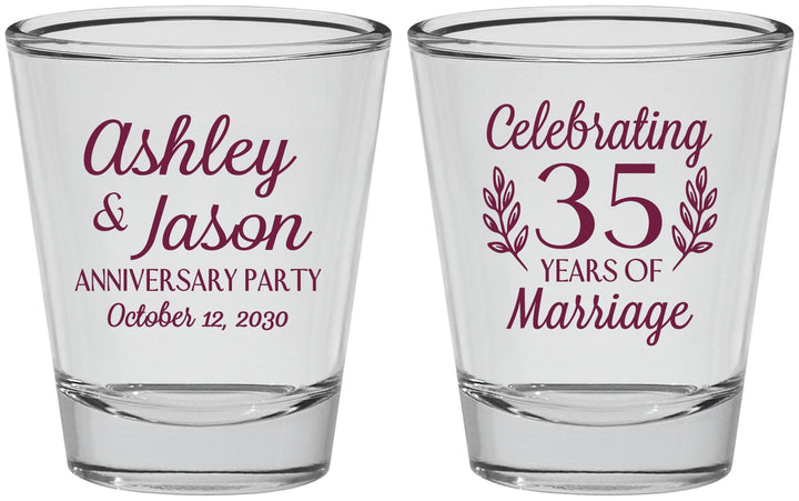 Personalized Anniversary Shot Glasses - 35 Years Of Marriage | 80024