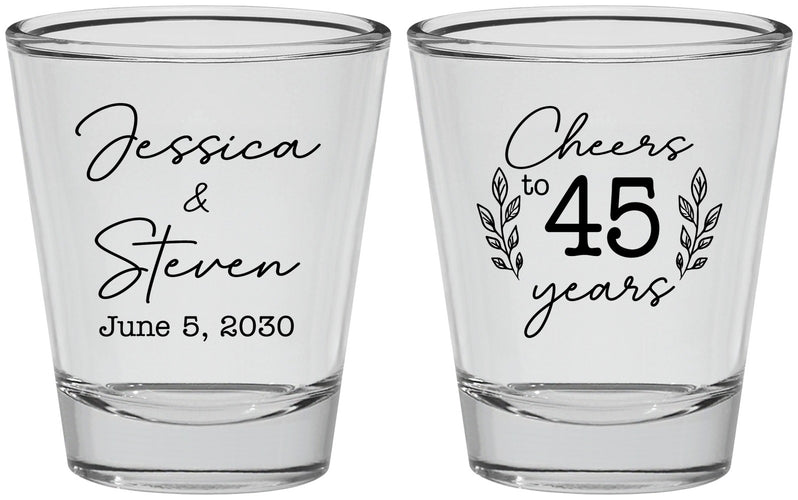 Personalized Anniversary Shot Glasses - Cheers To 45 Years | 80026