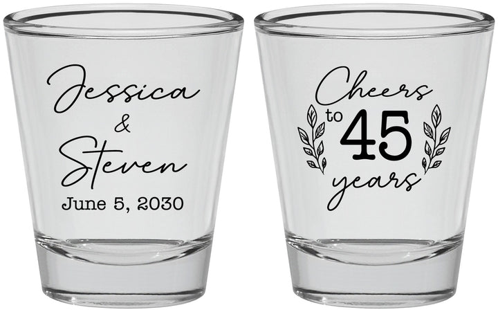 Personalized Anniversary Shot Glasses - Cheers To 45 Years | 80026
