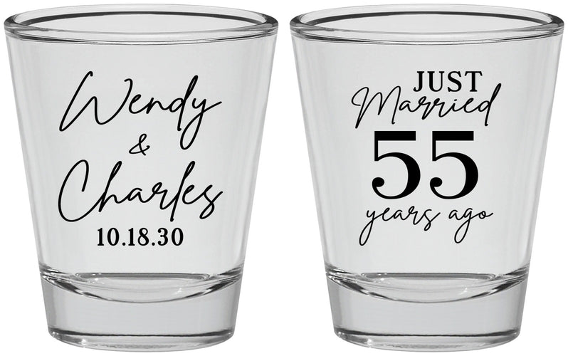 Personalized Anniversary Shot Glasses - Just Married 55 Years Ago | 80028