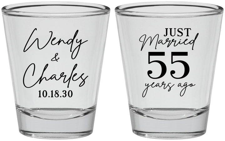 Personalized Anniversary Shot Glasses - Just Married 55 Years Ago | 80028