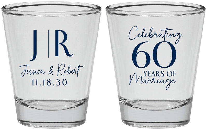 Personalized Anniversary Shot Glasses - 60 Years Of Marriage | 80029