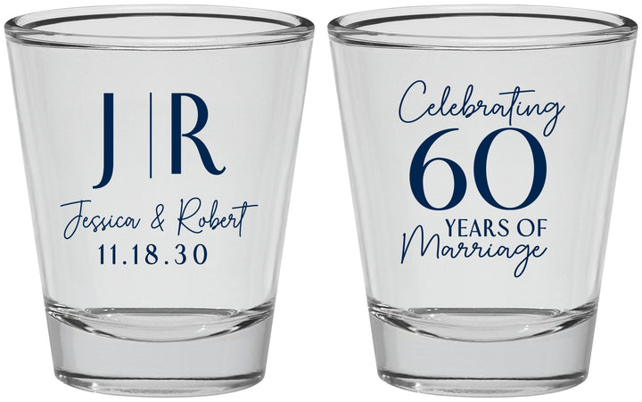 Personalized Anniversary Shot Glasses - 60 Years Of Marriage | 80029