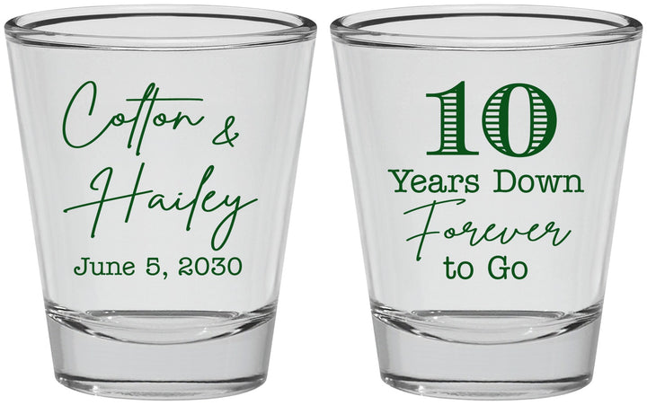 Personalized Anniversary Shot Glasses - Just Married 10 Years Ago | 80030