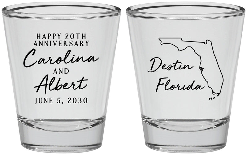 Personalized Anniversary Shot Glasses - 20th Wedding | 80031
