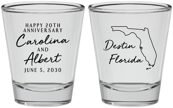 Personalized Anniversary Shot Glasses - 20th Wedding | 80031