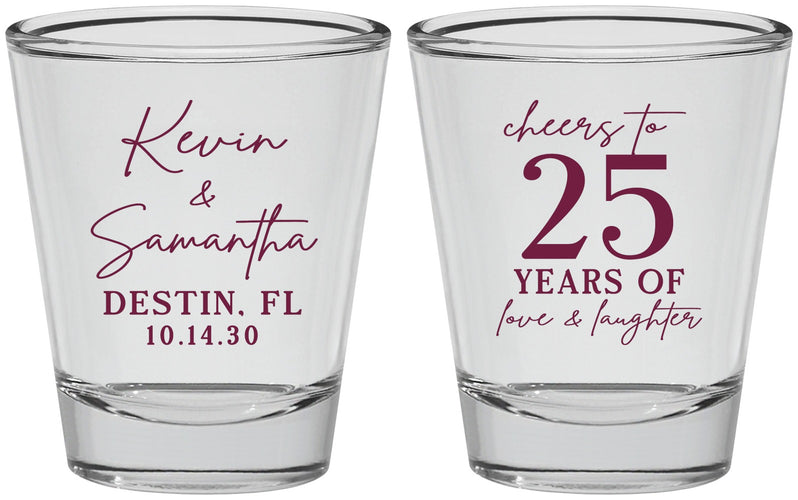 Personalized Anniversary Shot Glasses - 25 Years Of Marriage | 80032