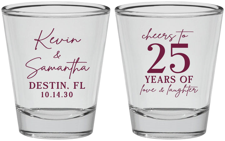 Personalized Anniversary Shot Glasses - 25 Years Of Marriage | 80032
