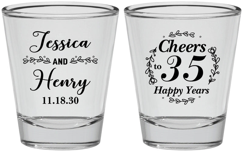 Personalized Anniversary Shot Glasses - Cheers To 35 Years | 80034