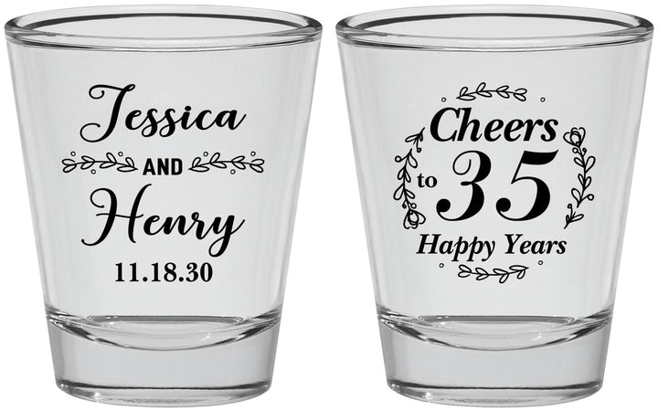 Personalized Anniversary Shot Glasses - Cheers To 35 Years | 80034