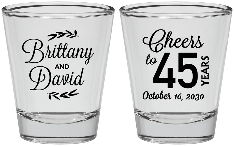 Personalized Anniversary Shot Glasses - Cheers To 45 Years | 80036