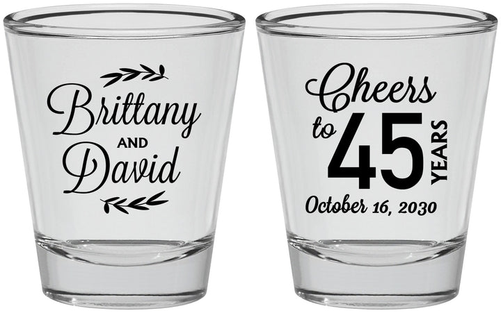 Personalized Anniversary Shot Glasses - Cheers To 45 Years | 80036