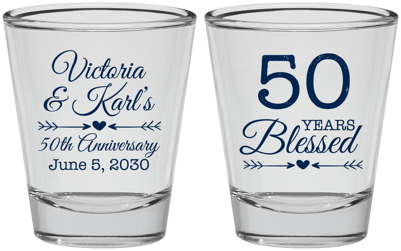 Personalized Anniversary Shot Glasses - 50 Years Blessed | 80037
