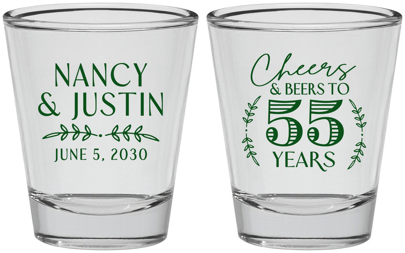 Personalized Anniversary Shot Glasses - Cheers To 55 Years | 80038