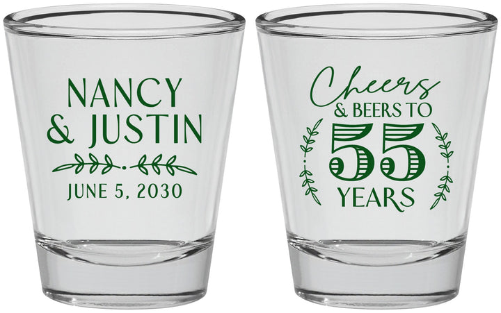 Personalized Anniversary Shot Glasses - Cheers To 55 Years | 80038