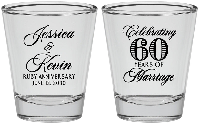 Personalized Anniversary Shot Glasses - 60 Years Of Marriage | 80039