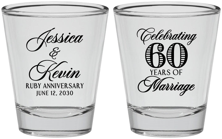 Personalized Anniversary Shot Glasses - 60 Years Of Marriage | 80039