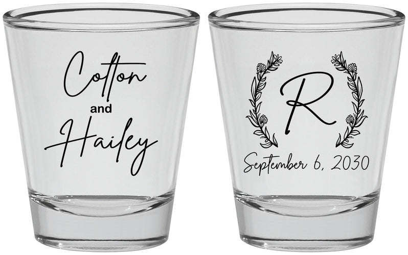 Personalized Wedding Shot Glasses - Monogram | 803