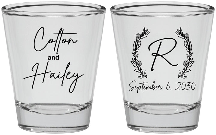 Personalized Wedding Shot Glasses - Monogram | 803