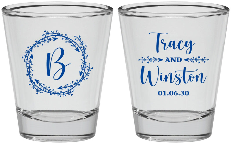 Personalized Wedding Shot Glasses - Monogram | 804