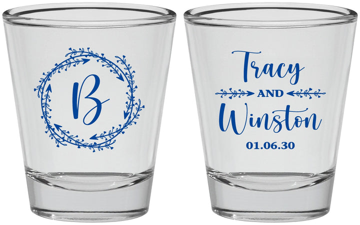 Personalized Wedding Shot Glasses - Monogram | 804