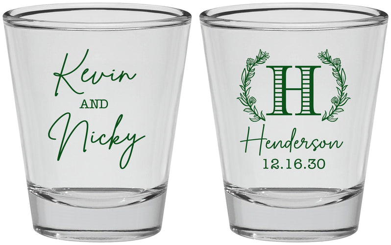 Personalized Wedding Shot Glasses - Monogram | 805