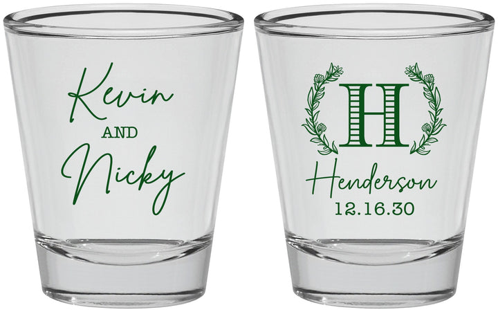 Personalized Wedding Shot Glasses - Monogram | 805