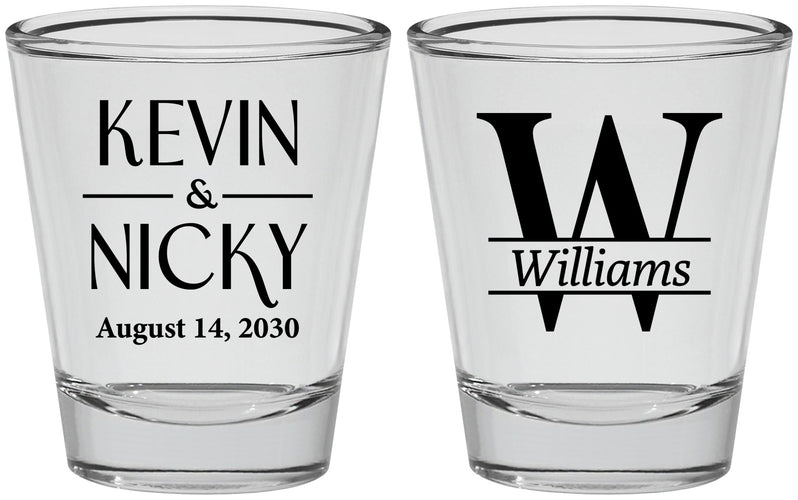 Personalized Wedding Shot Glasses - Monogram | 806