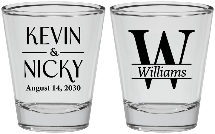 Personalized Wedding Shot Glasses - Monogram | 806