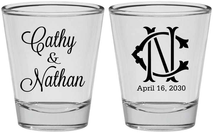 Personalized Wedding Shot Glasses - Two Letter Monogram | 807