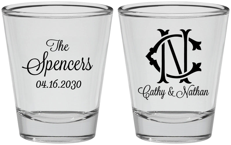Personalized Wedding Shot Glasses - Two Letter Monogram | 808