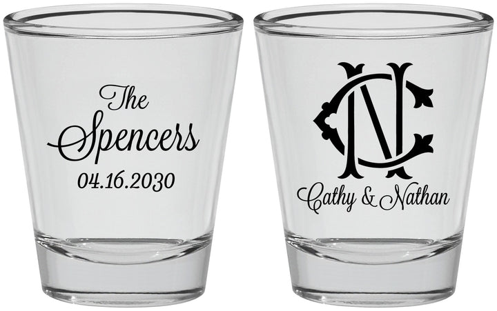 Personalized Wedding Shot Glasses - Two Letter Monogram | 808