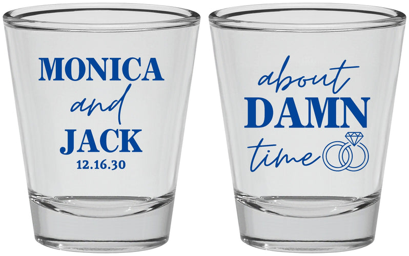 Personalized Wedding Shot Glasses - About Damn Time | 809
