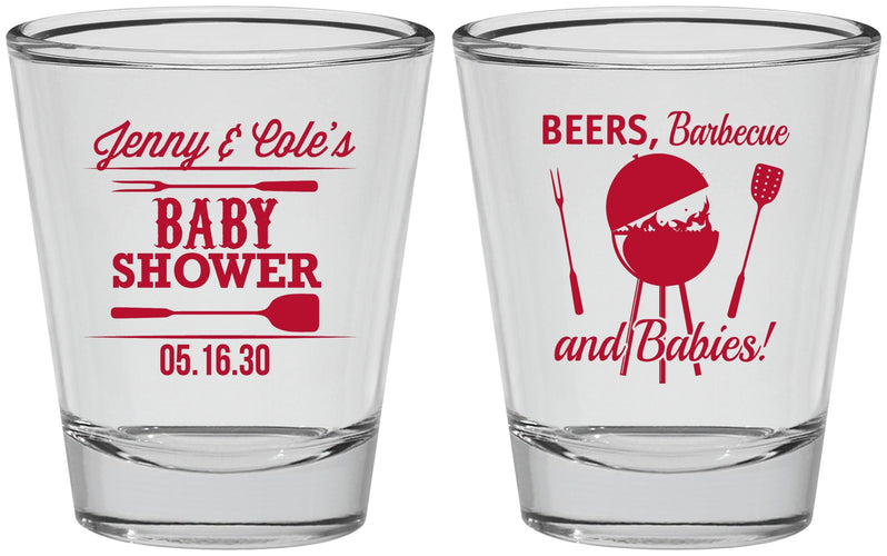 Personalized Baby Shower Shot Glasses - Beers Bbq Babies | 90006
