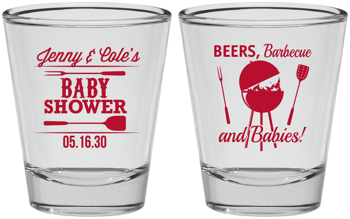 Personalized Baby Shower Shot Glasses - Beers Bbq Babies | 90006